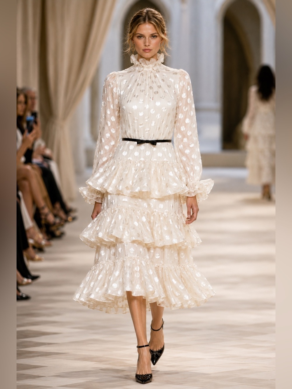 Zimmermann Polka-Dot Ruffled Midi Dress NWT AU 1 Small RETAIL $3589